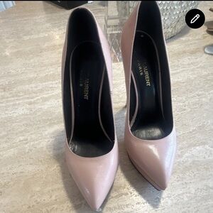 Saint Laurent Pink Leather Stiletto Pumps Pointed Toe Women's EU 37